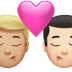 👨🏼‍❤️‍💋‍👨🏻 kiss: man, man, medium-light skin tone, light skin tone display on Apple